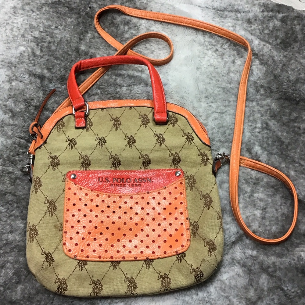 U.S. Polo Assn. Tan and Orange Crossbody Bag